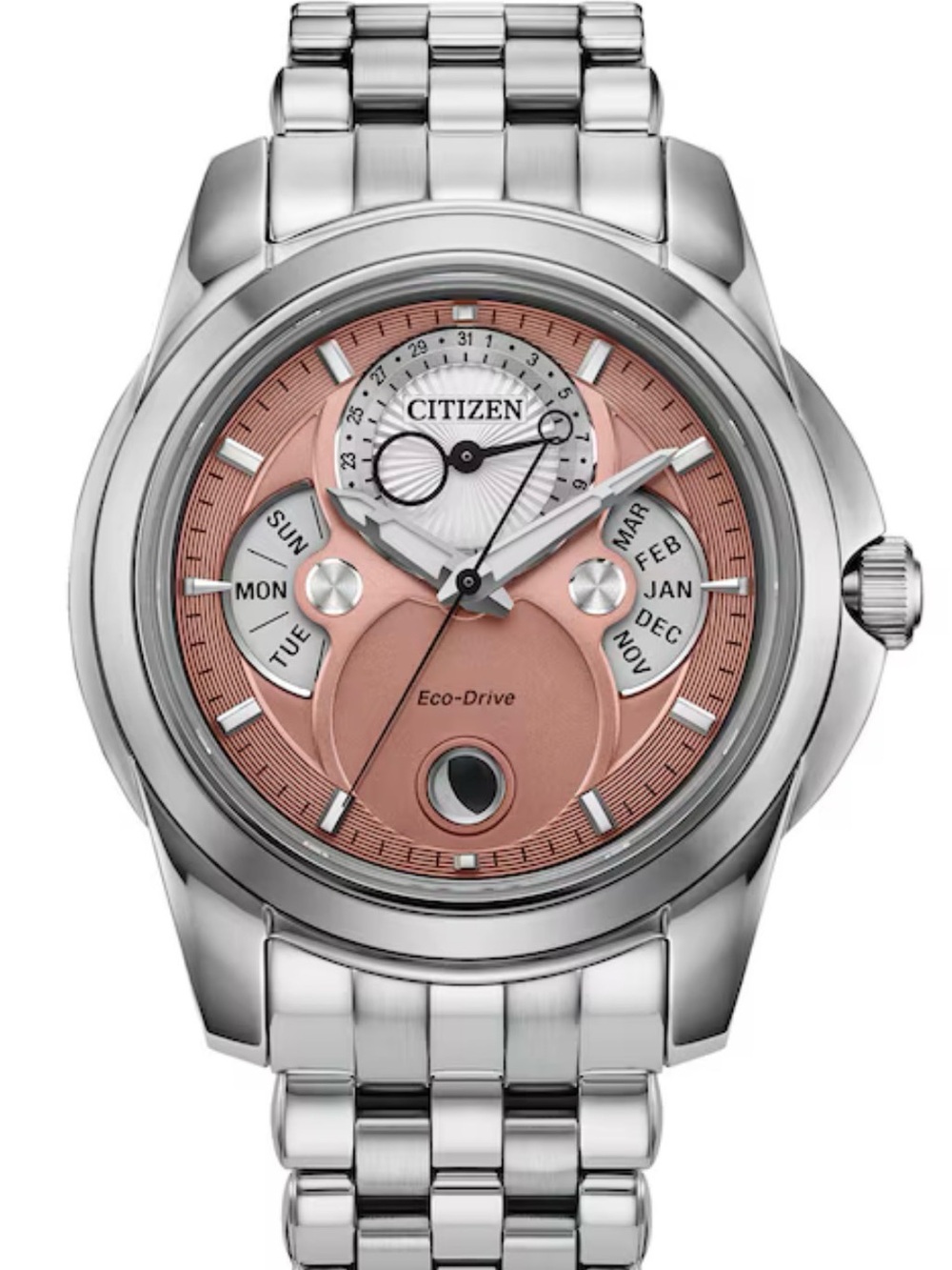 Citizen Eco-Drive Calendrier men’s Chronograph Watch with Salmon Pink Dial